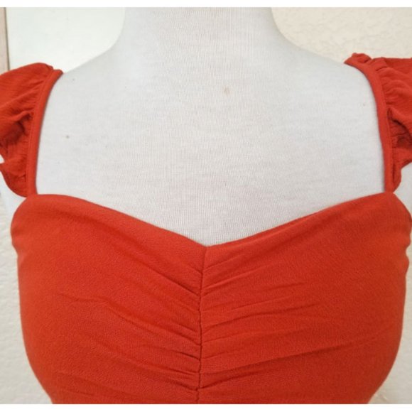 Burnt Orange Ruched Sweetheart Neck Maxi Dress 6 - Picture 3 of 3